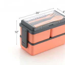 pinkwhale New Rectangular Classy 3 Section With 1 Spoon & 1 Fork 3 Containers Lunch Box image 3