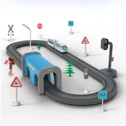 Battery-Operated Train Set for Kids 3 Years+ with Magnetic Tracks - 49 Pieces-image-32