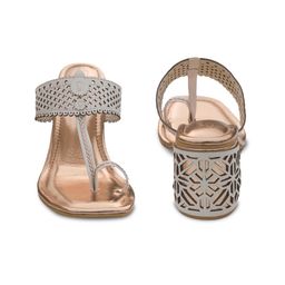 Sole House Textured Open Toe Laser Cuts Block Heels image 2