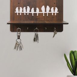 RANDOM Coffee Brown Ten Birds Textured Key Holder With 5 Hooks-picture-37
