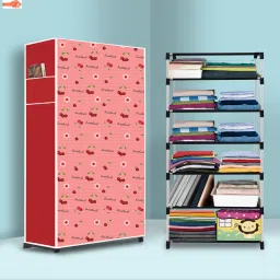 6 Shelf Foldable Collapsible Wardrobe Storage Organizer Almirah Cloth Rack PP Collapsible Wardrobe-2