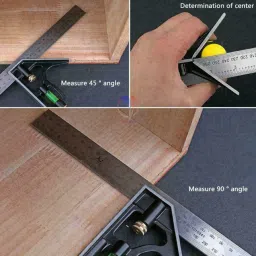 mass pro 12" (300mm) Combination Protractor Tri- Square Angle Ruler Machinist Measuring Tool Set Ruler image 3