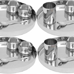 Pack of 20 Steel Heavy Quality Stainless Steel 20 Pcs Dinner Set ( 4 Dinner Plates, 4 Spoons,4 Glasses, 8 Bowls ) Dinner Set-image-15