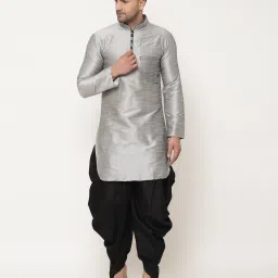Men Pure Silk Kurta Dhoti Pant Set-image-9