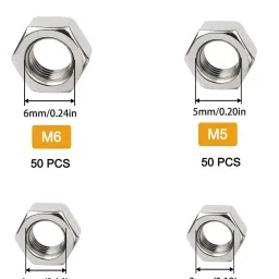 gsk cut Nut S202 Hex Nut 200 pcs, M3 / M4 / M5 / M6 Set Kit image 4