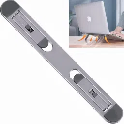TECHGEAR Silver Foldable Notebook Computer Bracket Heightening Fan Heater Aluminium Desk Stand Rotatable Laptop Stand with Adjustable Height Compatible with Universal Laptops image 2