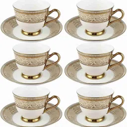 Pack of 12 Bone China Tableware Fine Serving Tea and Coffee Cup Saucer Set, - 6 cup 6 saucer-image-28