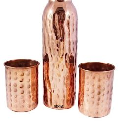 Stylish Copper Bottle & 2 Copper Glass(100% Copper)JG17 Jug Bottle Glass Set-image-23
