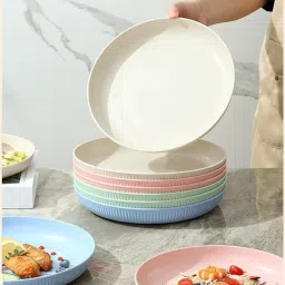 unbreakable wheat straw cream plates set of 4 Dinner Plate-6