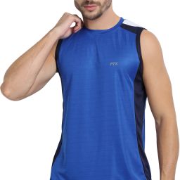 FTX Men Colorblock Round Neck Blue Vest Men Vest-image-93