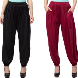 Solid Viscose Women Harem Pants-image-52