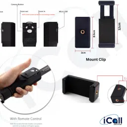 icall 1288 Multifunction Flexible Mini extendable Hand held Smartphone, DSLR Camera, monopod Bluetooth Selfie Stick image 4