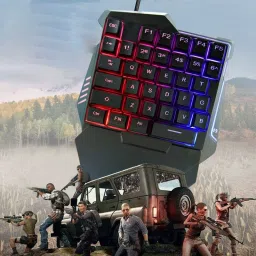 ELECTRO WOLF 35 Keys sades LED RGB Backlight Gaming One-Handed USB Wired Keyboard W/Hand Rest Wired USB Handheld Gaming Keyboard Compatible with Desktop, Laptop, Mac USB Wired Gaming Keyboard with LED Backlight 35 Keys sades Wide Hand Rest One-Handed Membrane RGB Gaming Keypad for Gaming image 2