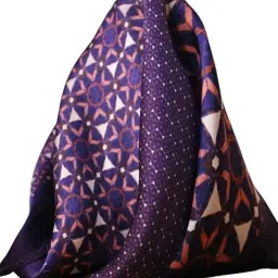Char Chaand (Ruby Symmetry) Pocket Square for Men Wedding Suits, Blazers ["Dark Blue"] Handkerchief-image-4