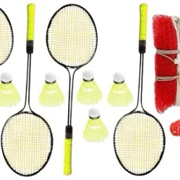 Combo Badminton Racquet Set of 4pcs With 6pcs Nylon Shuttles 1 Pencil Rope 1 Net Badminton Kit-27