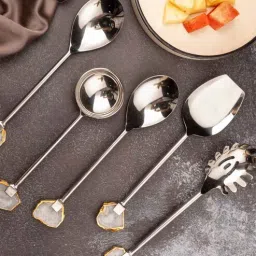 home arte Agate with Silver Metal Cake Server Dessert Cutting Knife White-picture-11
