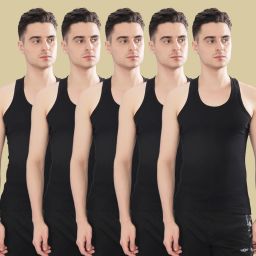 Pack of 5 Derby RN Cotton Men Vest-image-25