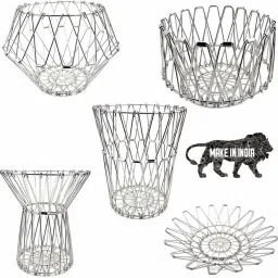 8 in 1 Multipurpose Stainless Steel Folding Fruit and Vegetable Basket for Kitchen, Dining Table, Home, Center Table, Office, Dust Bin Flexible Basket Steel Fruit & Vegetable Basket-8