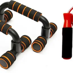 Athletes CHOICE, Pack Of 2 Fitness COMBO, 1x Push Up Bars Stand with Foam Grip Handle for Chest Press and Arm Workout, 1x Jump Skipping Rope for Men, Women, Weight Loss, Kids, Girls, Children, Adult Best in Sports & Fitness, Fitness, Exercise, Workout, TRUSTED by DR, Gym Fitness Fitness Accessory Kit Kit-82