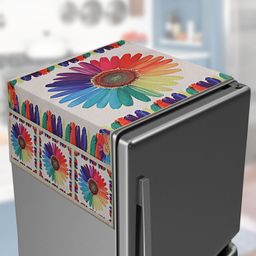 Kuber Industries White & Blue Printed Fridge Cover With Side Pockets-20