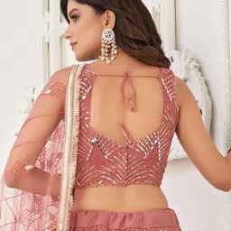 FABPIXEL Embellished Sequinned Semi-Stitched Lehenga & Unstitched Blouse With Dupatta image 5