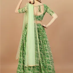 Amrutam Fab Printed Semi-Stitched Lehenga & Unstitched Blouse With Dupatta image 4