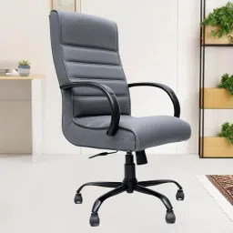 Scroll premium Leather High back office Revolving 3 Years warranty Leather Office Adjustable Arm Chair-image-31