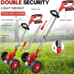 Cordless Trimmer 48V for Lawn, Weeds & Bushes+ Blades,Batteries,Safety Gear Cordless Grass Trimmer-picture-39