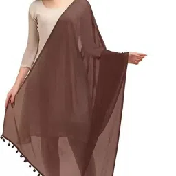 Chiffon Solid Brown Women Dupatta-image-98