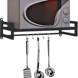 Containers Kitchen Rack Metal Wall-Mounted Microwave Oven Rack, Kitchen Storage Rack with Hook Iron-image-16