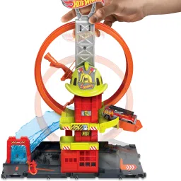hot wheels City Super Loop Fire Station Playset, Track Set image 3