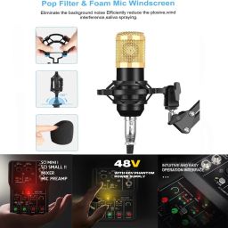 urban infotech BM-800 Condenser Microphone Set with 2 Channel Sound Mixer For Broadcasting Studio Recording image 3