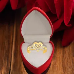 Heart Alphabet 'H' Valentine Ring Promise Propose Engagement Wedding Anniversary Brass, Stainless Steel, Copper, Alloy Cubic Zirconia Gold Plated Ring-image-44
