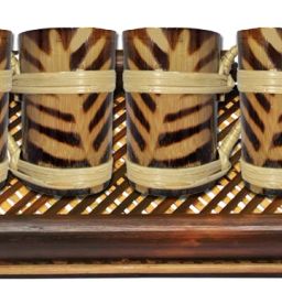 Bamboo, Handcraft, Washable 1 serving tray with 4 cup. Tray, Cup Serving Set-image-52