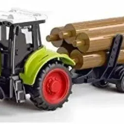 Friction Powered Farm Tractor with Wood Carrier Trolley & Moveable Parts-image-9