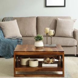 woodsworth from pepperfry Avian Sheesham Wood Coffee Table In Scratch Resistant Rustic Teak Finish With Shelf-picture-45