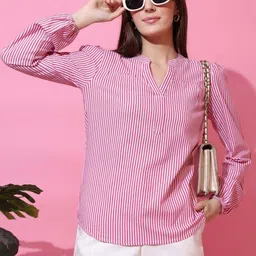 sheetal associates Casual Puff Sleeves Printed Women Pink, White Top-picture-34