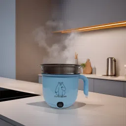 Stainless Steel Steamer, Tempered Glass Lid, Multicolor 3-In-1 500W Cooker 1.8 L Travel Cooker, Rice Cooker, Food Steamer, Egg Cooker, Egg Boiler-17