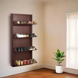 24 Inches wide Four Door Powder Coated Wall Mounted Metallic Coffee Metal, Metal, Metal Shoe Rack-image-67