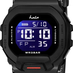 Multi Function Working Premium Quality LED Luminous Light For Mens & Boys Digital Watch - For Men HL-1035-PitchBlack Shockproof Silicon Strap Hybrid Square Dial Sport Chronograph-image-68