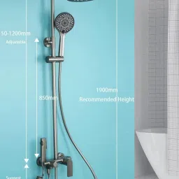 Luxury Grey Stainless Steel Shower Panel: Single Lever Mixer, Rainfall & Waterfall Handheld Shower, Health Faucet, Easy Install, Modern Design (Gun Grey) image 3