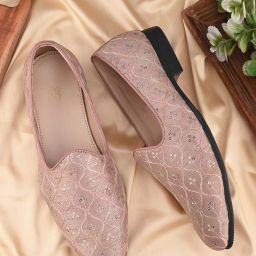 House Of Pataudi Men Pink Faux Leather Casual Slip On Mojaris Mojaris For Men-image-30