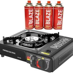 Portable Gas Stove with 4 Butane Gas Canisters Stainless Steel Manual Gas Stove-image-29