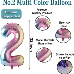 Solid Birthday/Anniversary Party Decoration Foil Plain 2 Number 32" Helium Supported Letter Balloon-image-78