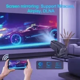 Projevox HY320 Mini 4K Support 1GB/8GB 180° Rotation full HD Android 11/WiFi/Autokeystone (5000 lm / 1 Speaker / Wireless / Remote Controller) Portable Projector image 3