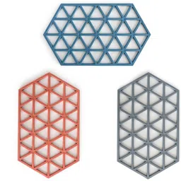 Non-Slip Reusable Insulated Flexible Durable Pot Holder Coaster Mat (3 Piece) Silicone Trivet-20
