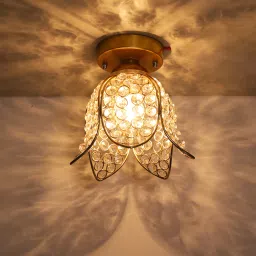 Gold Metal Lotus Crystal Flush Mount Ceiling Light, Fixture Ceiling Ceiling Light Ceiling Lamp-15