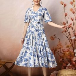 Women Fit and Flare Purple Knee Length Dress-image-48