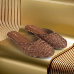 metro Women's Antique Gold Slip On closure Ethnic - Mojaris with Flat sole For Women-picture-18