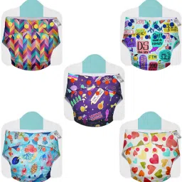 Cloth Diapers for babies - Combo Pack of 5 Freesize UNO- New Version| Reusable-image-15